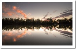 Ssunset on the banks of the Dawson River near Moura