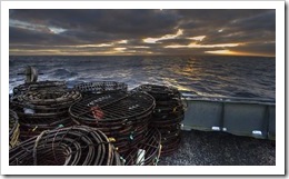 Sunrise over the crayfish pots on Kingfisher