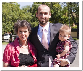 Granny Jenni, Sam and Lilia at the wedding
