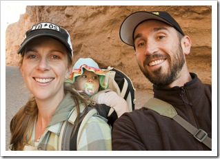 Lisa, Lilia and Sam underneath Natural Bridge