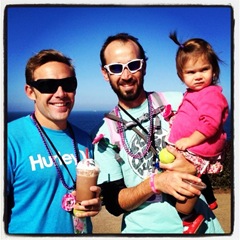 Kevin, Sam and Lilia at one of the cheer stations on day three
