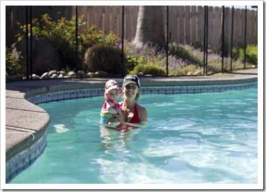 Lisa and Lilia in the pool