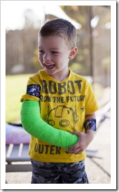 Macade sporting a fractured elbow