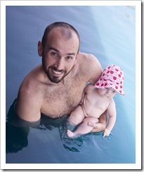 Sam and Lilia taking a dip