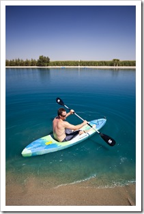 Kevin off to save Anna Marie on the other side of the lake