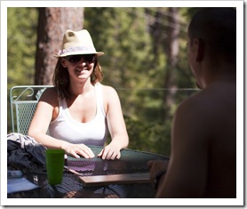 Katrina and Luke playing cribbage