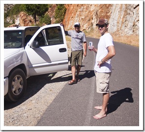 Justin and Oliver after fishing at McKay's Dam