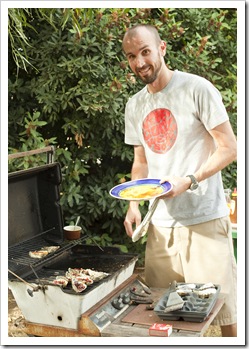 Sam getting some oysters ready
