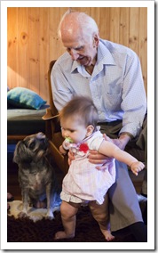 Lilia with Great Grandpa Vik