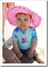 Lilia eating sand at Henley Beach