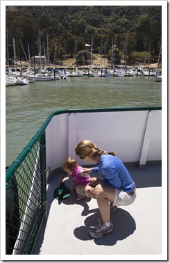 Lilia and Lisa exploring the ferry