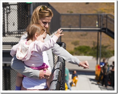 Lilia and Lisa waving to the sea lions