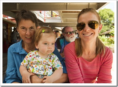 Jenni, Lilia and Lisa on the train at Train Town