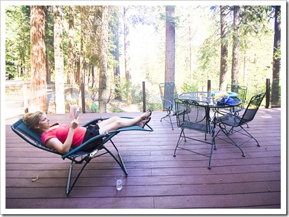 Lisa relaxing on the deck
