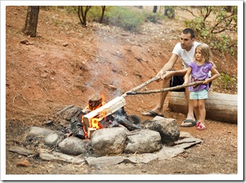 Che and Ava by the fire