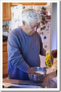 Nelson making arepas for breakfast one morning