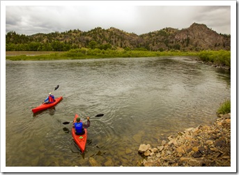 Alan and Lisa kayaking down the Missouri River