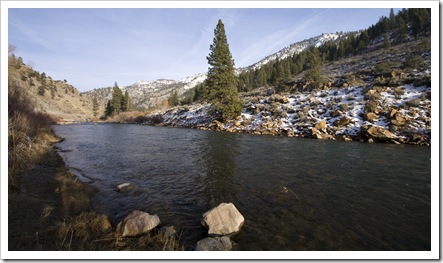 The Carson River flowing east into Nevada
