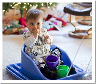Lilia getting towed around in her new sled by Uncle Luke
