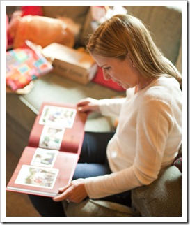 Enjoying the Young family album that Carol put together