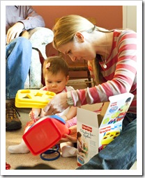 Opening presents with Mum