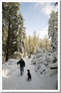 Greg and Ellie walking along the Arnold Rim Trail