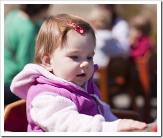Lilia enjoying lunch at Fish