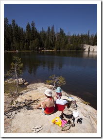 Lisa and Lilia having lunch at Utica Reservoir