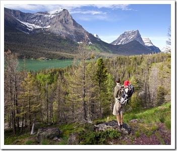 Sam and Lilia taking in Saint Mary's Lake above Sunrift Gorge