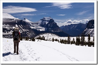 Sam and Lilia with Saint Mary's Lake in the distance