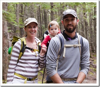 Lisa, Lilia and Sam hiking to Avalanche Lake