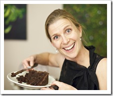 Lisa and her six layer chocolate and salted caramel cake