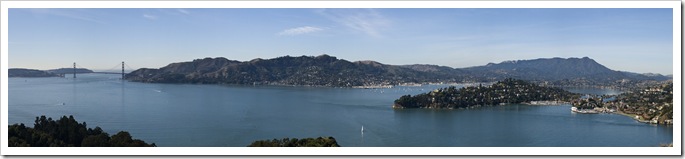 Panormaic encompassing the Golden Gate Bridge, Sausalito, Tiburon, Belvedere and Mount Tamalpais