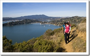 Lisa leading the pack over the top of Angel Island
