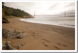 View of the Golden Gate Bridge from Kirby Cove