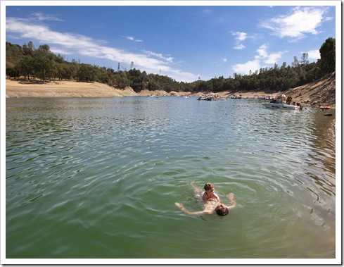 Sam and Lilia taking a swim