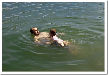 Sam and Lisa taking a swim
