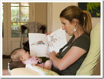 Lilia and Lisa reading Possum Magic (a gift from Granny Jenni)