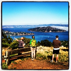 Anna, Lisa and Matt overlooking Angel Island and Belvedere