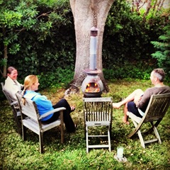 Enjoying the chiminea