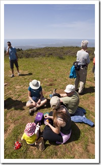 Lynn, Gail, Lisa and Lilia having a bite on Inverness Ridge