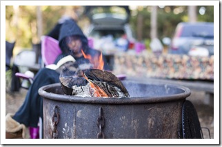Relaxing by the campfire