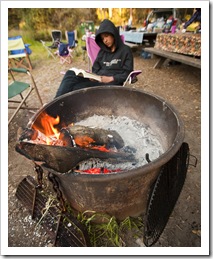Relaxing by the campfire