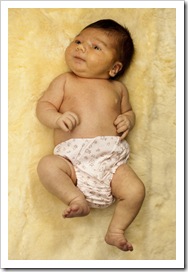 Lilia on Grandma Jenni's sheepskin