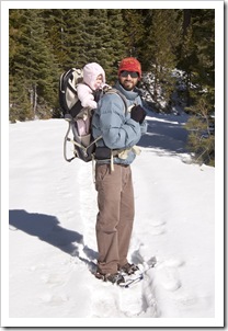 Sam and Lilia snowshoeing at Black Springs