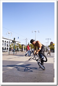 Biker in Justin Herman Plaza