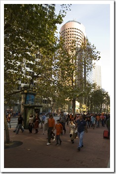 The procession making its way west on Market Street