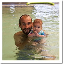 Sam and Lilia in the pool