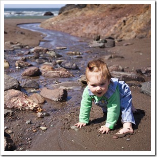 Lilia enjoying the creek at Tennessee Valley Beach