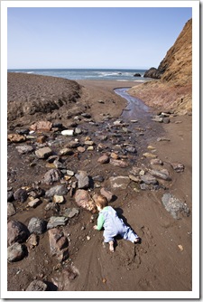 Lilia enjoying the creek at Tennessee Valley Beach